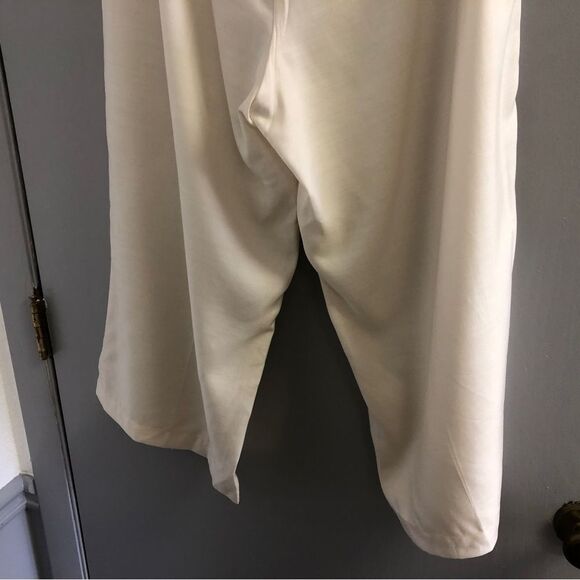 SOFT SURROUNDINGS Tencel Capri Wide leg Pants, Cream Front tie belt, Sz Large - Picture 8 of 11